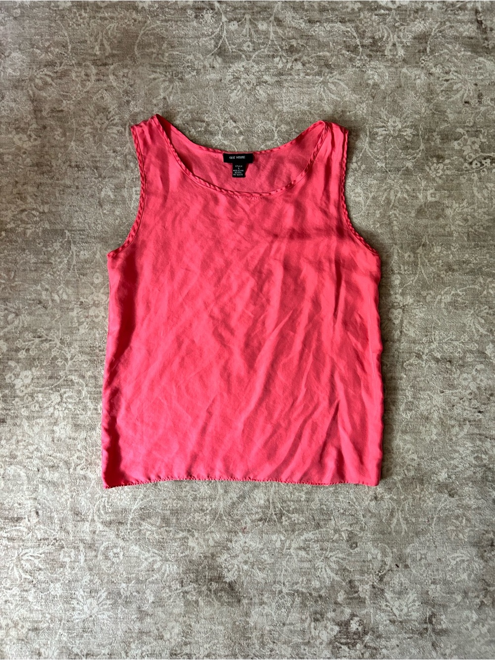 Silk House Coral Pink Scoop Neck Silk Tank Large